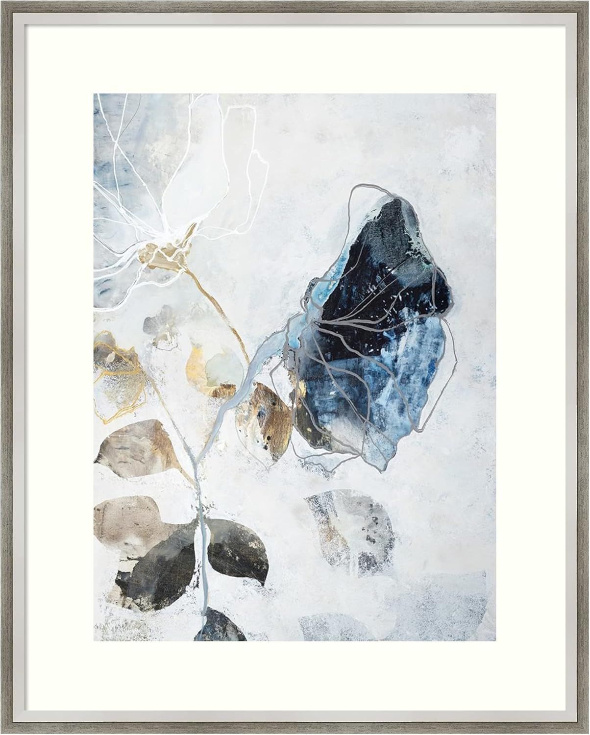 Blue and Neutral Botanic-Inspired Framed Wall Art Print