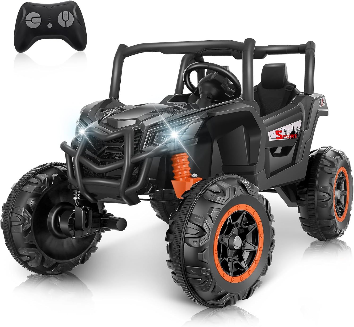 Black 24V Two-Seater Ride-On Car with Remote Control