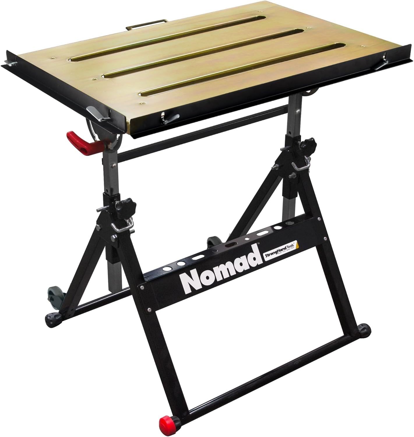 Adjustable Steel Welding Table with Casters and Guide Rails