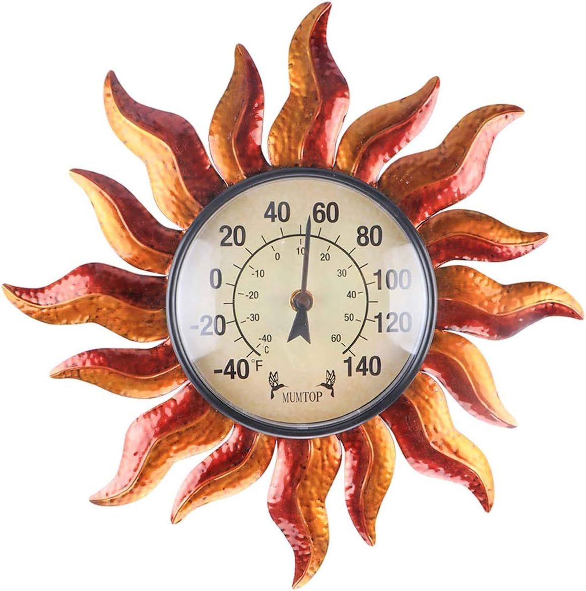 Sunburst Copper and Red Outdoor Wall Thermometer