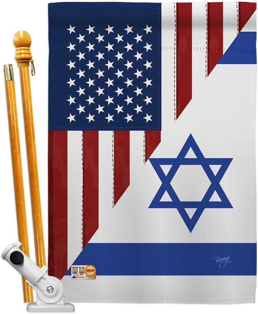 Patriotic US-Israel Friendship Double-Sided House Flag Set