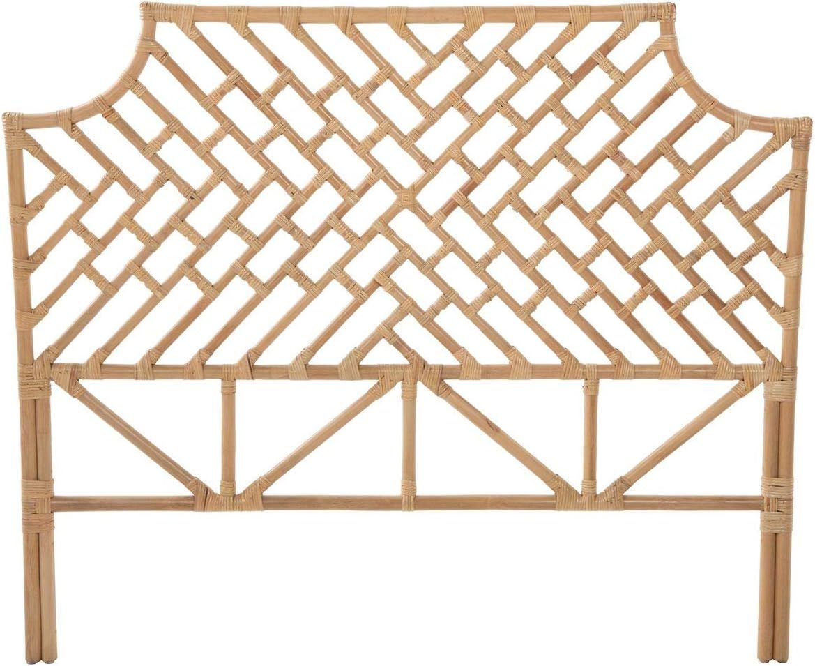 Natural Rattan Twin Headboard with Intricate Lattice Design