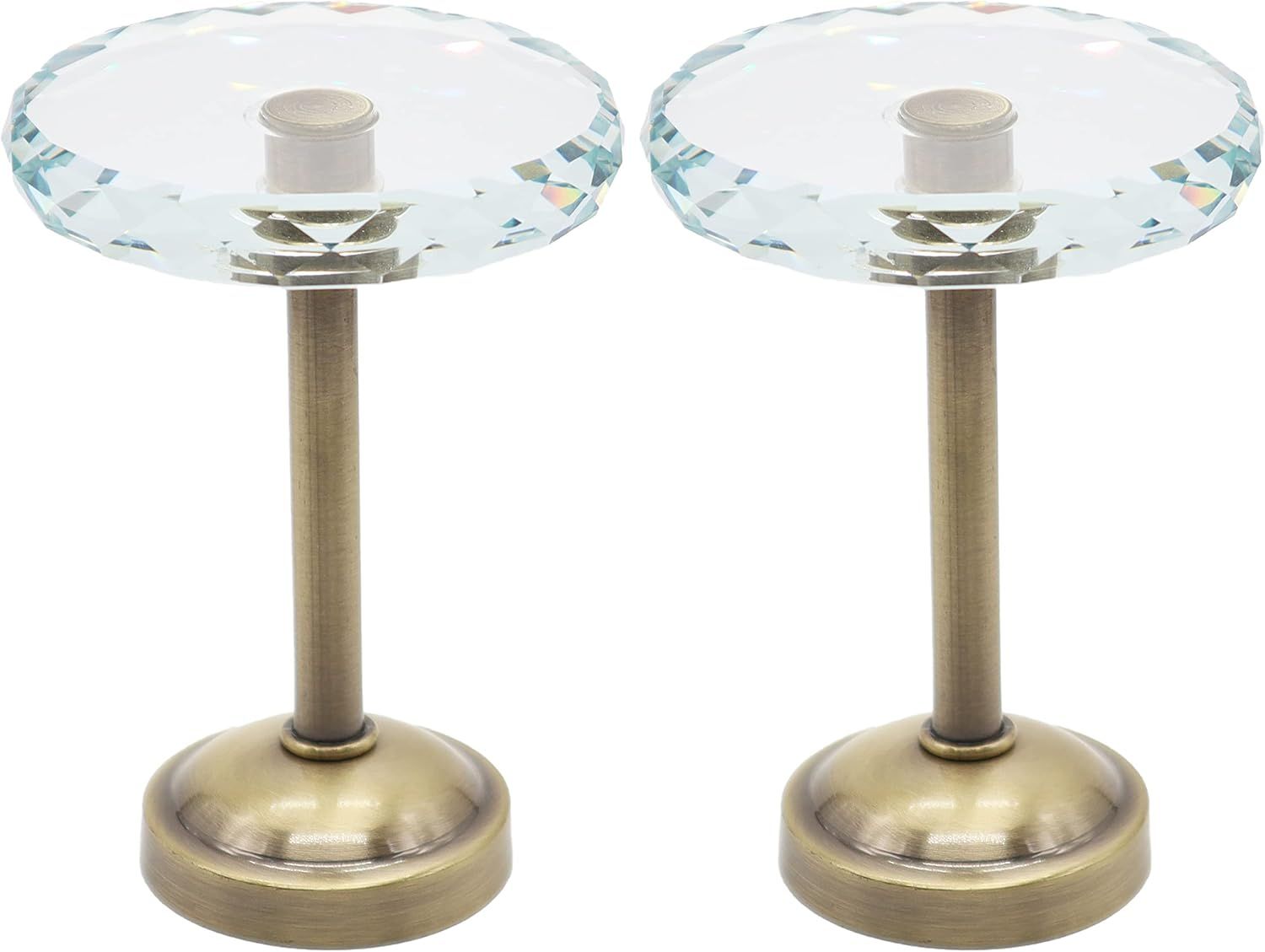 Antique Brass Crystal Medallion Curtain Tiebacks, Set of 2