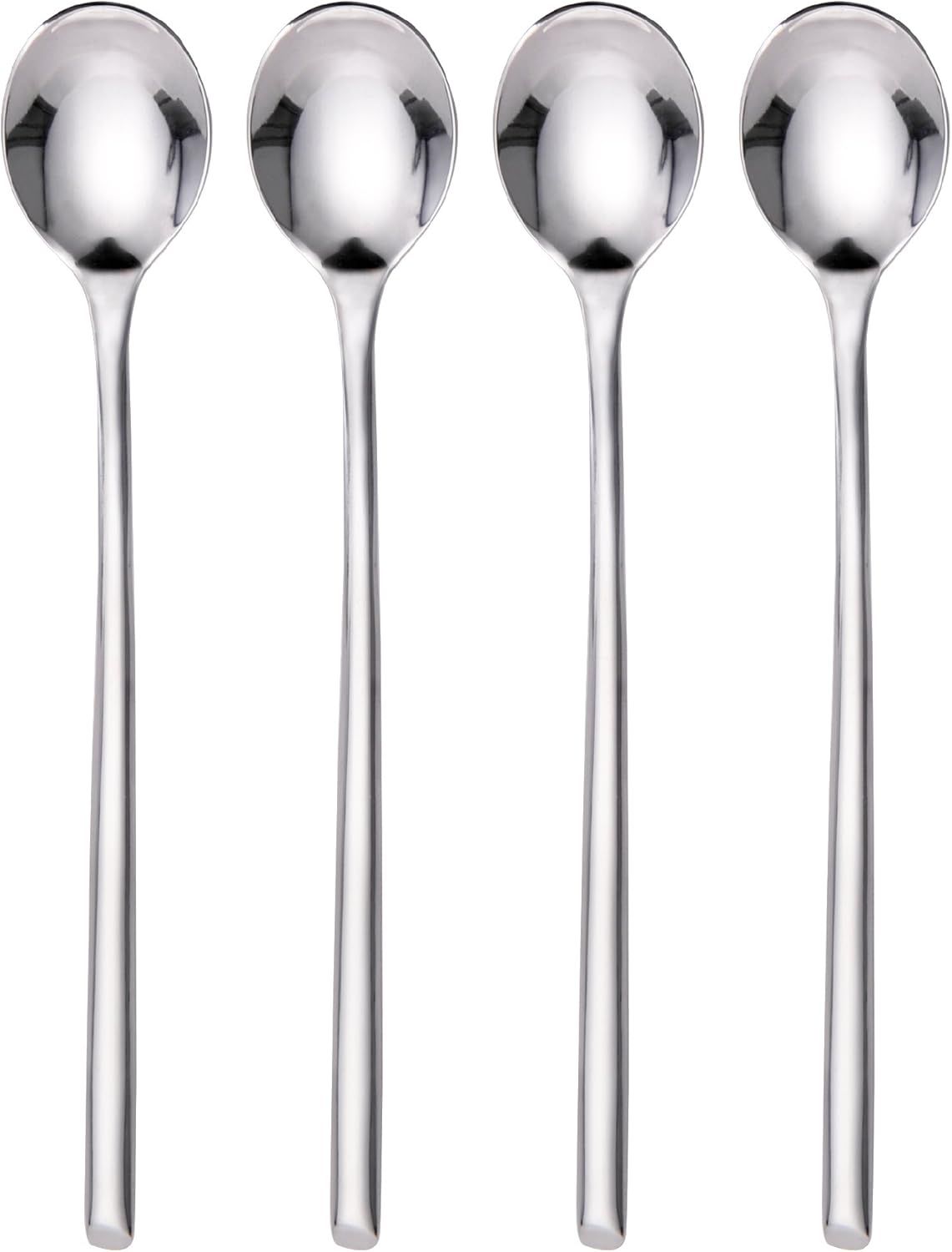 Wave Mirror-Finish Stainless Steel Beverage Spoons, Set of 4