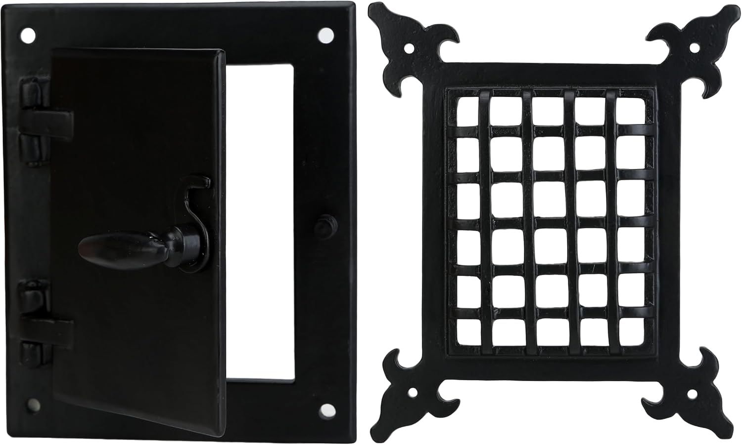 Medium Black Cast Iron Speakeasy Door Grill with Viewing Door