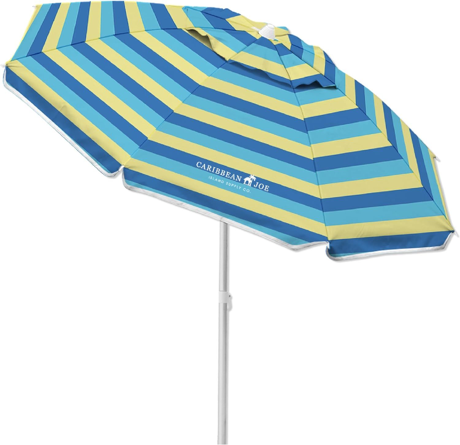 Blue and Yellow 8-Foot Octagon Beach Umbrella with Steel Pole