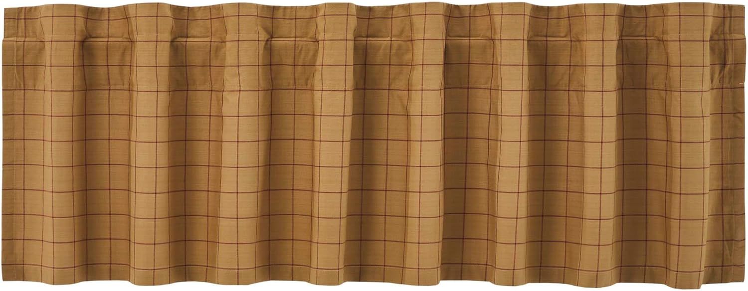 Connell Tan and Burgundy Cotton Rod Pocket Valance