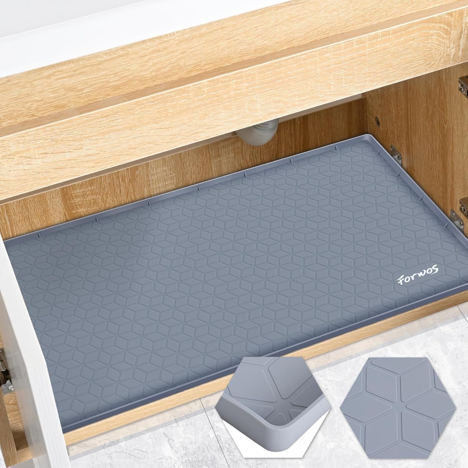 Gray Extra Thick Silicone Under Sink Mat and Cabinet Protector