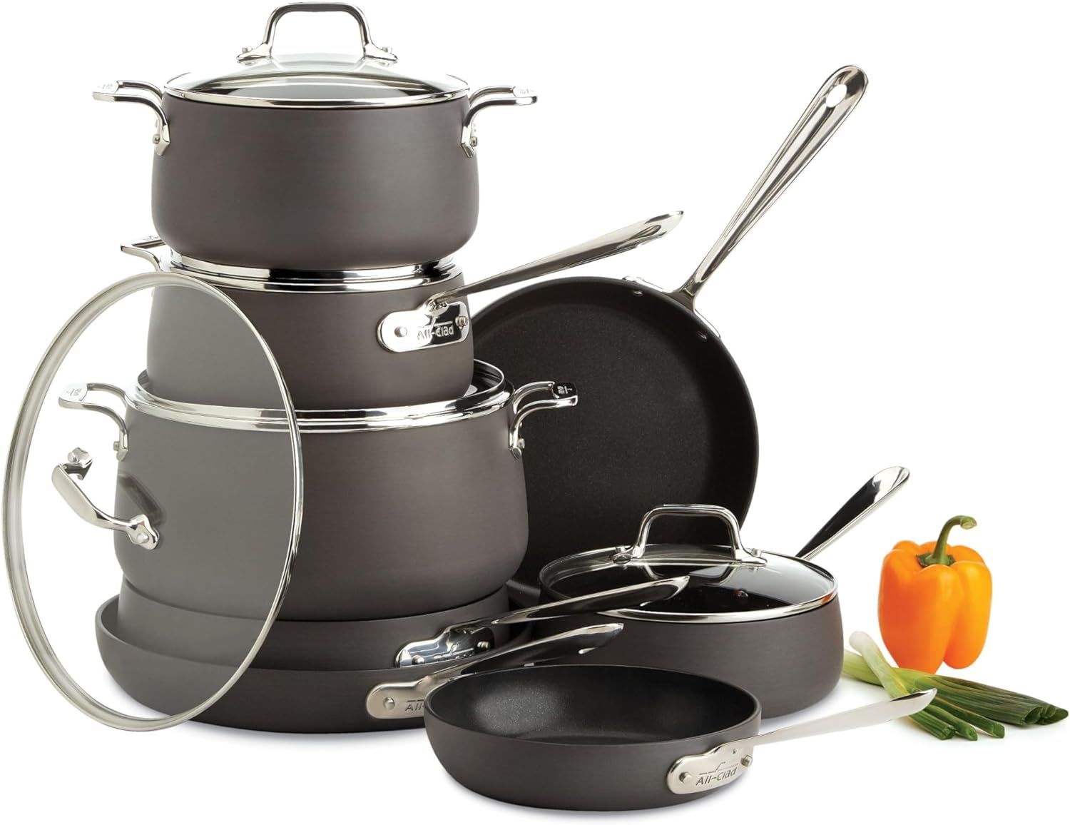 13-Piece Black Nonstick Stainless Steel Cookware Set