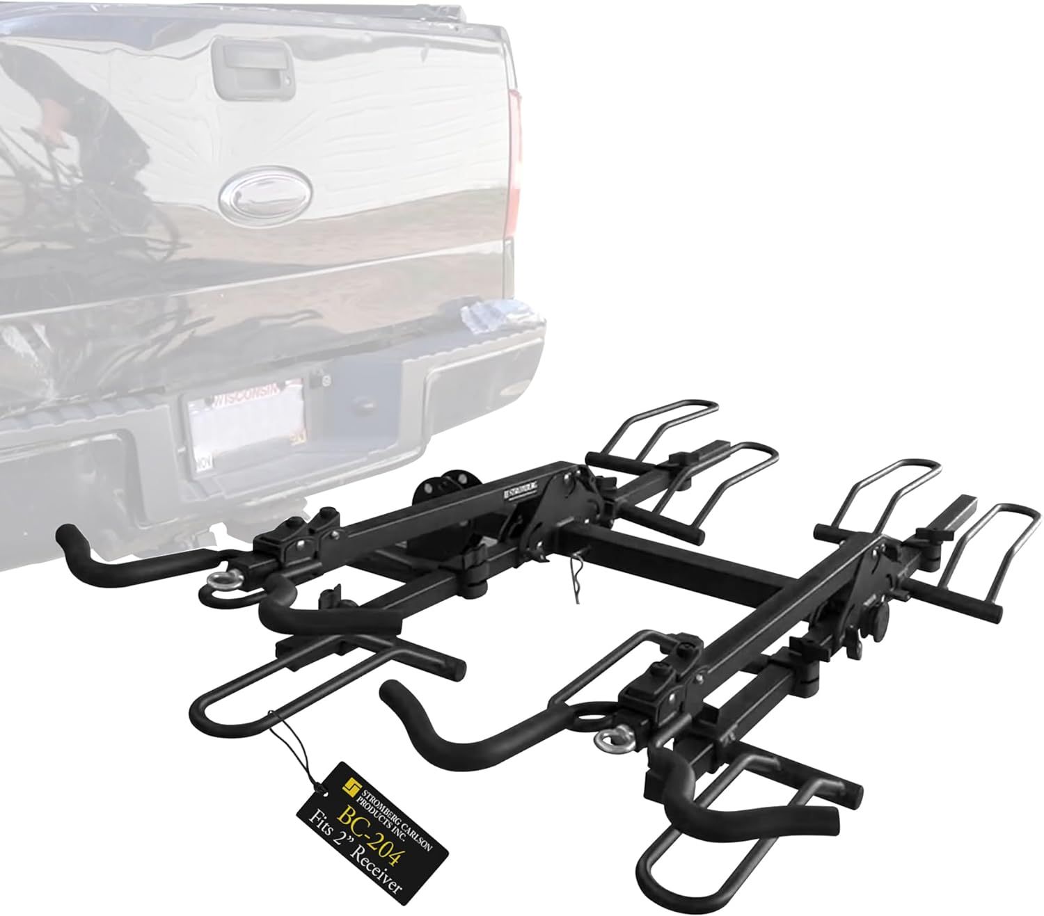 Black Steel Folding Hitch Mount 4-Bike Carrier