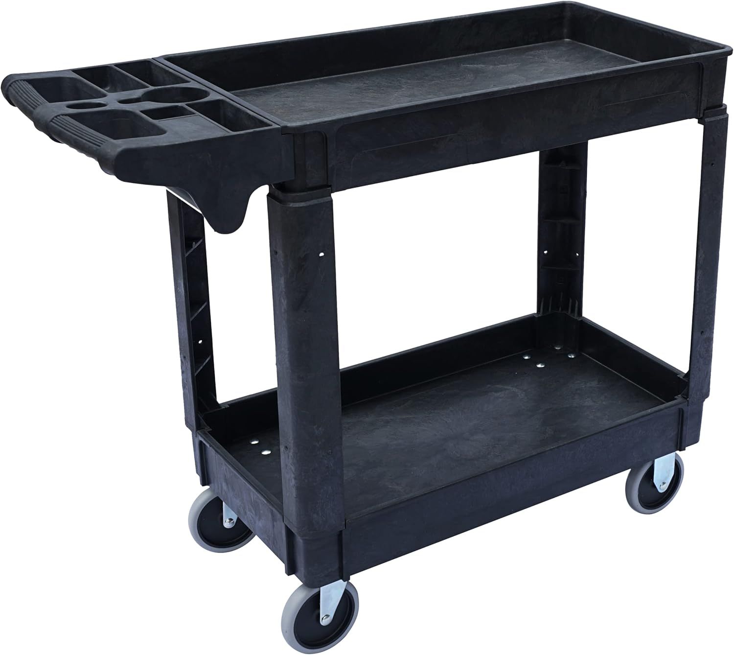 Black Two-Shelf Utility Cart with Swivel Casters