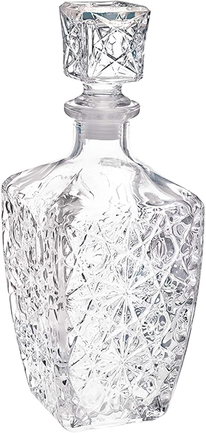 Dedalo 800ml Clear Cut Crystal Decanter with Square Topper