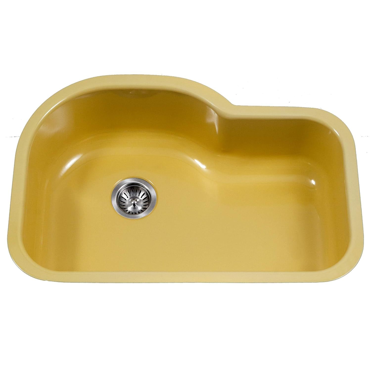 Lemon Yellow Cast Iron Single Bowl Kitchen Sink