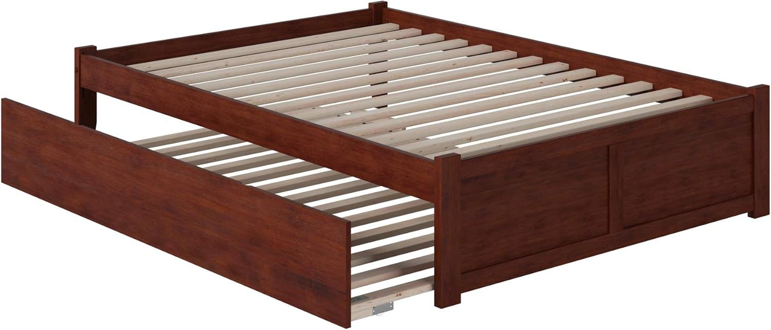 Concord Full Double Platform Bed with Trundle in Walnut