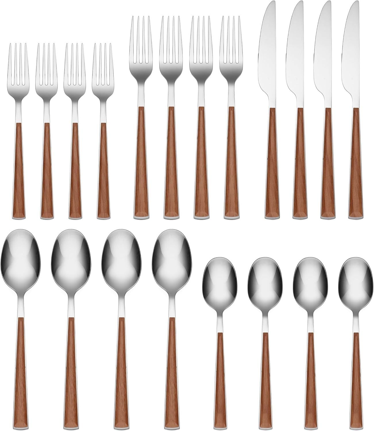 Esben 20-Piece Warm Brown Stainless Steel Flatware Set