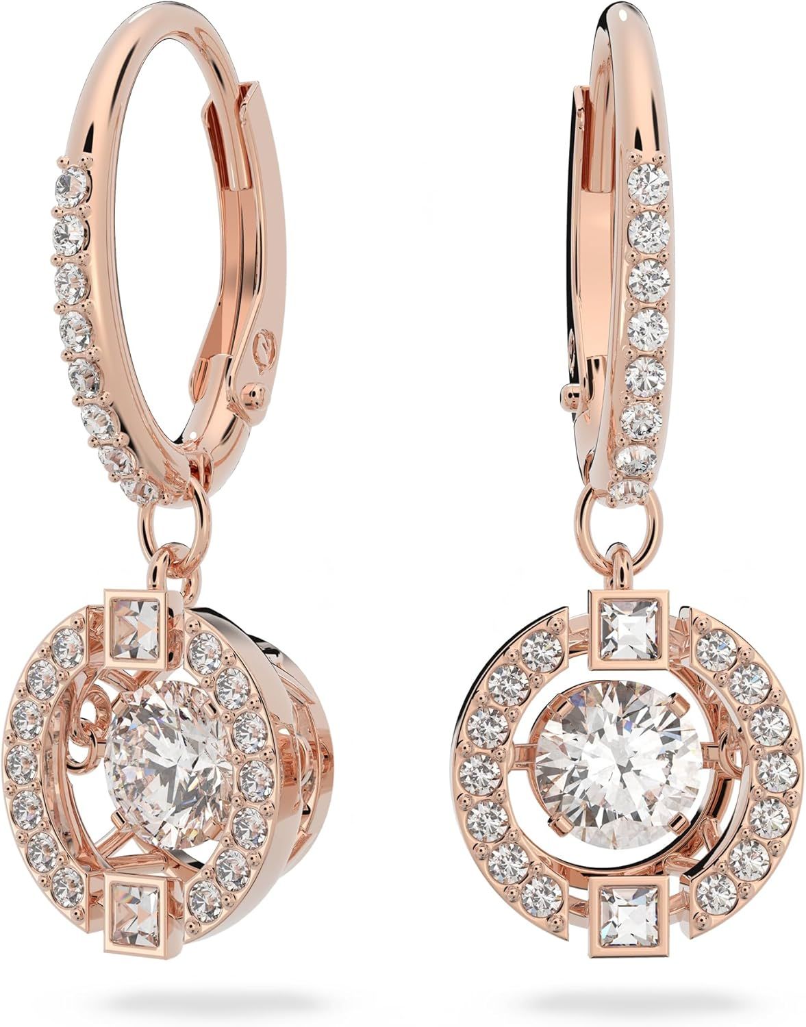 Elegant Rose Gold Plated Swarovski Crystal Drop Earrings