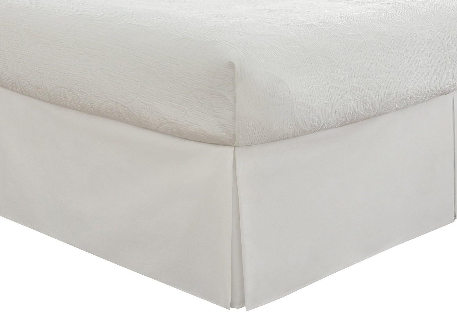 White Polyester Twin Split Corner Bed Skirt