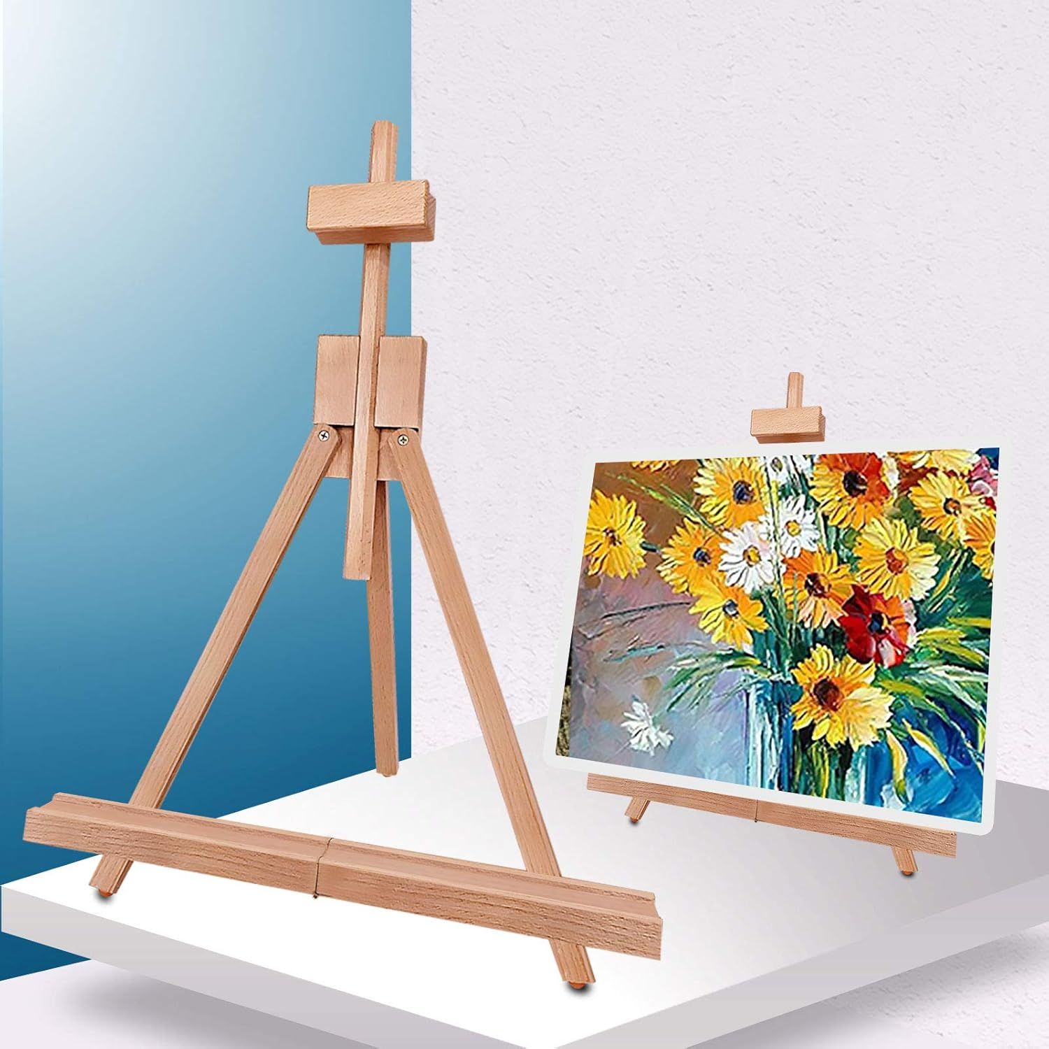 Beech Wood Folding Tabletop A-Frame Easel Stand