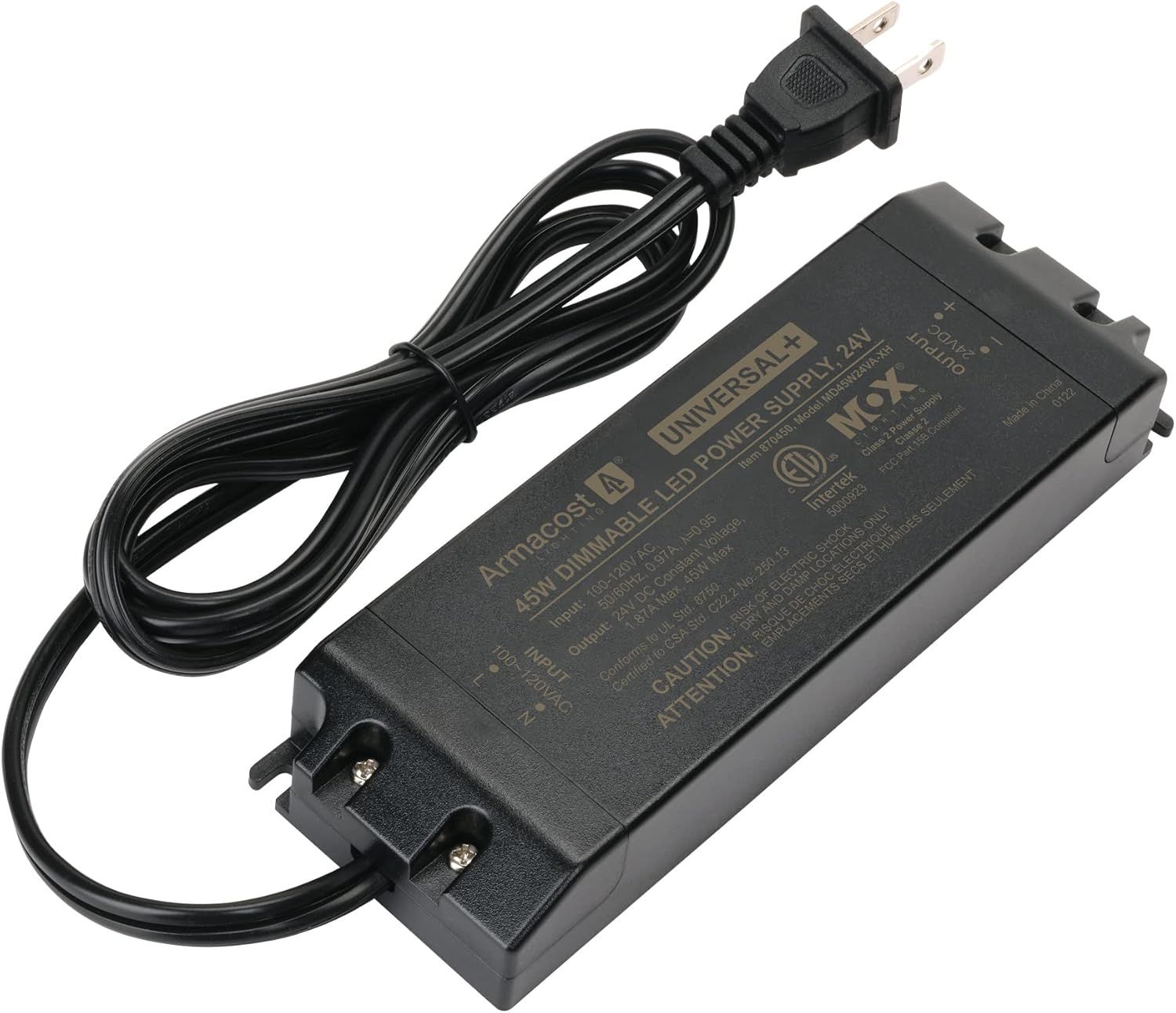 Black 24V DC Dimmable LED Driver Power Supply