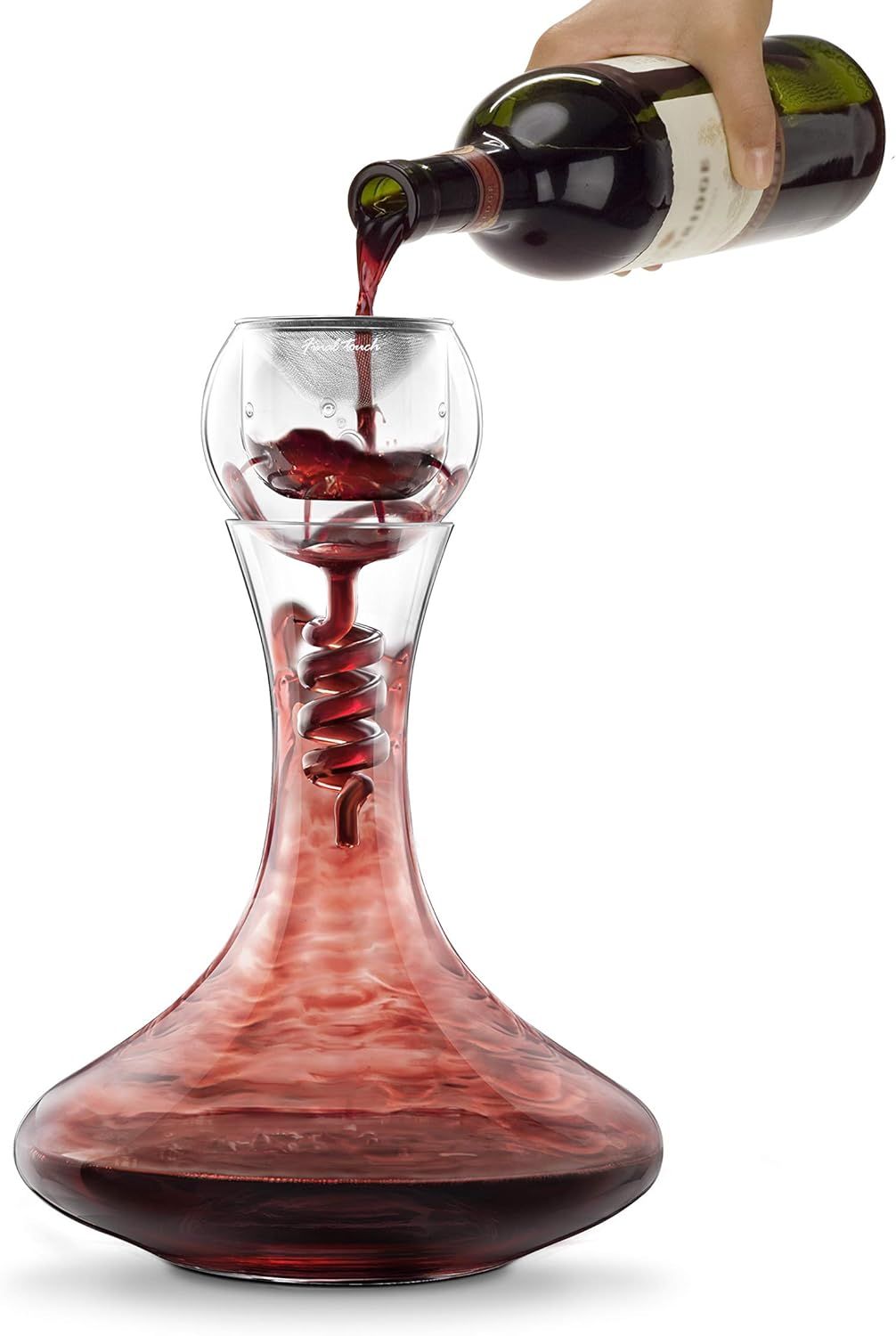 Twister Crystal Clear Glass Wine Aerator and Decanter Set