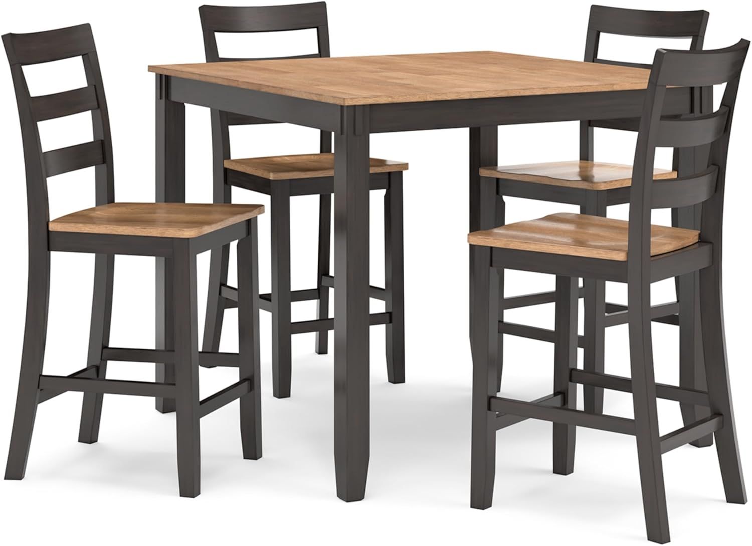 Light Brown and Dark Brown Counter Height Dining Set with 4 Chairs