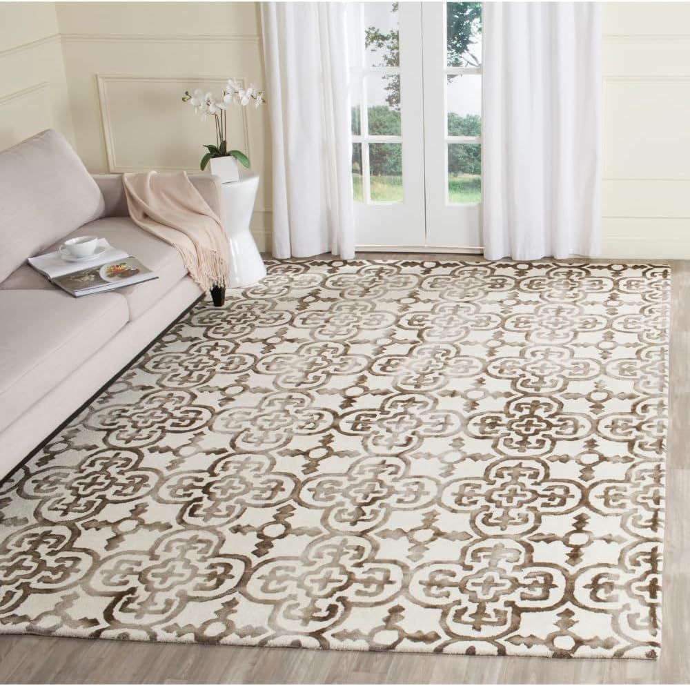 Ivory and Brown 9' x 12' Hand-Tufted Wool Area Rug