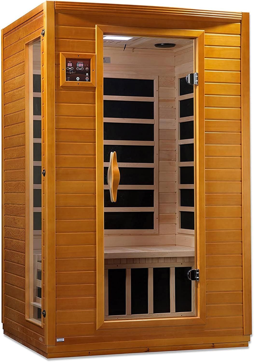 Honey Dark Stain Canadian Hemlock 2-Person Infrared Sauna