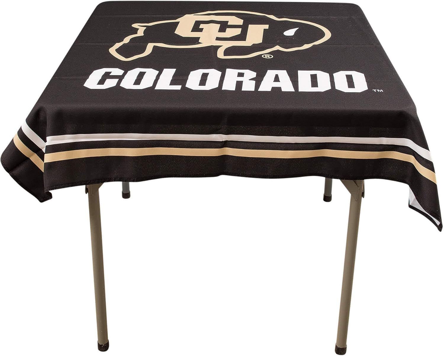 Black and Gold Polyester Square Tablecloth with Logo