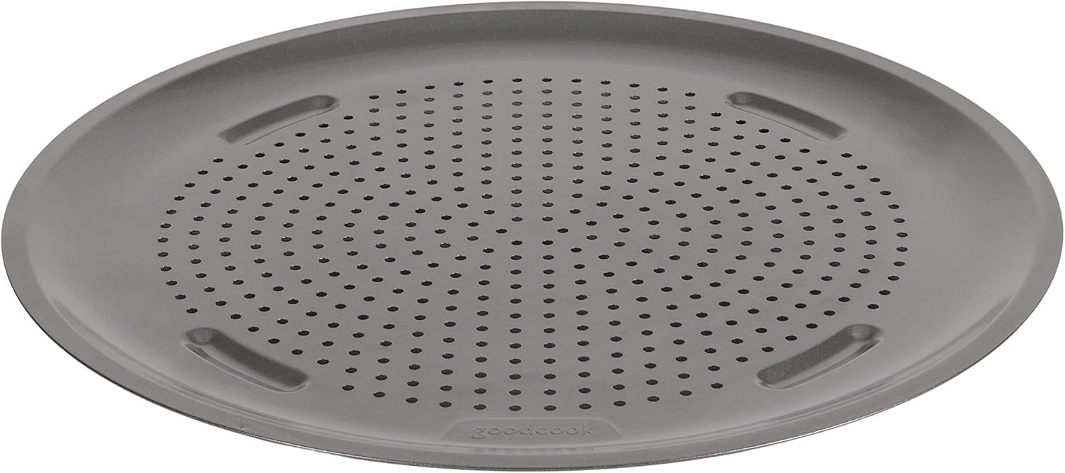 Gray Nonstick Carbon Steel Perforated 14'' Pizza Pan