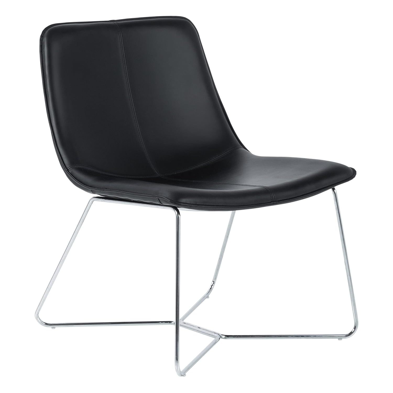Grayson Contemporary Charcoal Faux Leather Accent Chair with Black Base