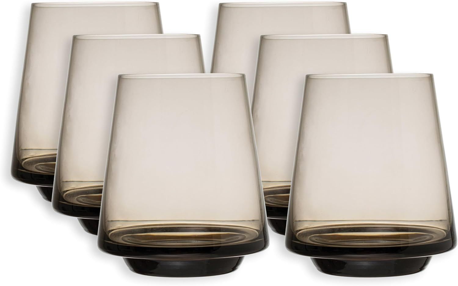 Smokey Gray Clear Glass Stemless Wine Set, 12 oz, Set of 6