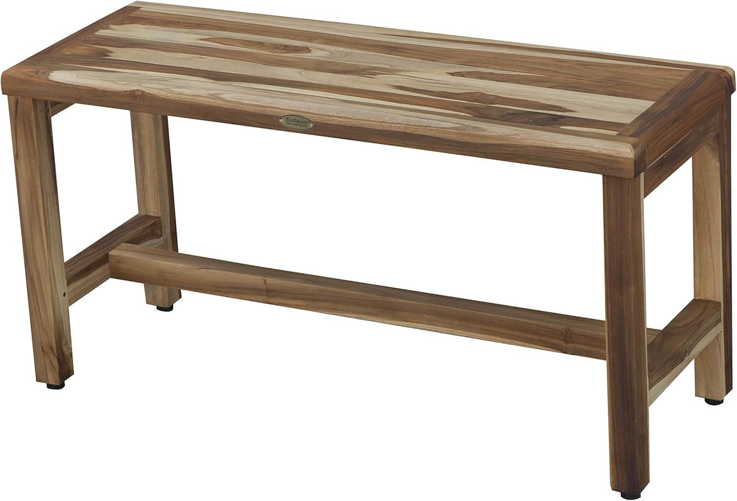 EcoDecors 35" Teak Wood Shower Bench with Straight Legs