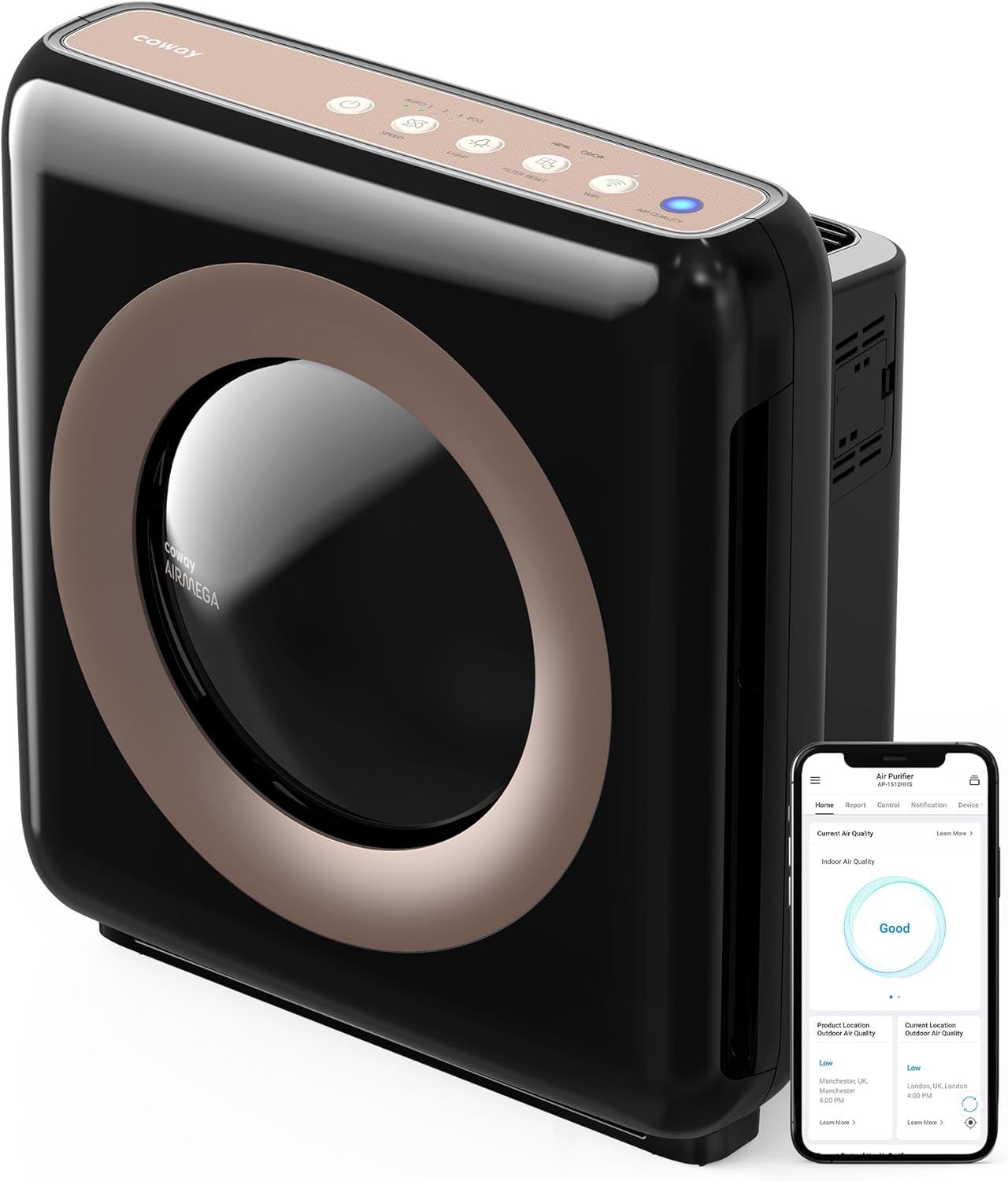 Black and Bronze Smart HEPA Air Purifier with Alexa