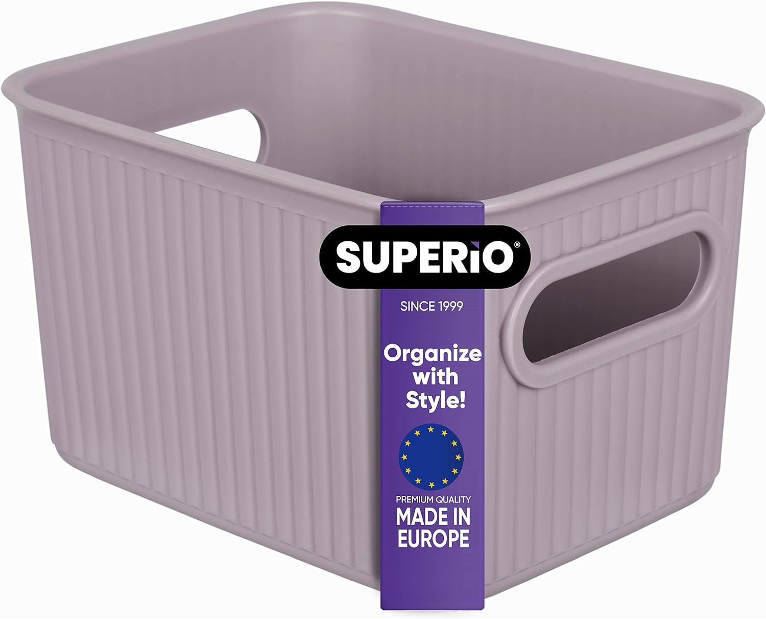 Small Lilac Purple Ribbed Plastic Storage Bin