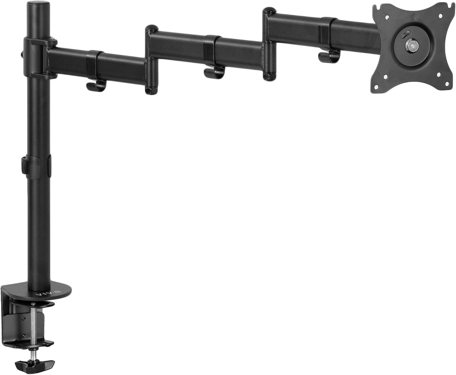 Black Adjustable Single Monitor Desk Mount with Extendable Arm