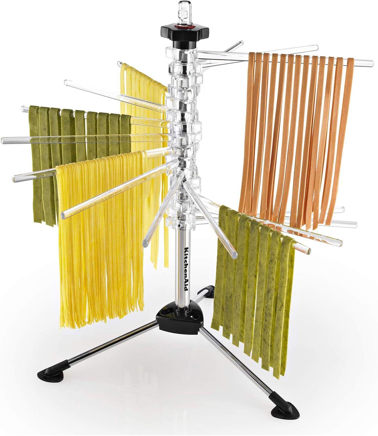 Silver Folding Pasta Drying Rack with Clear Arms