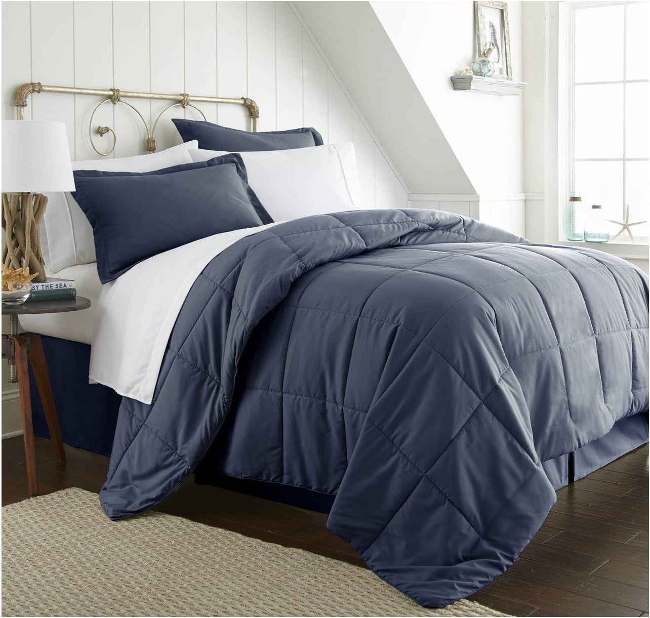 Navy Twin Down Alternative Microfiber Bed in a Bag Set