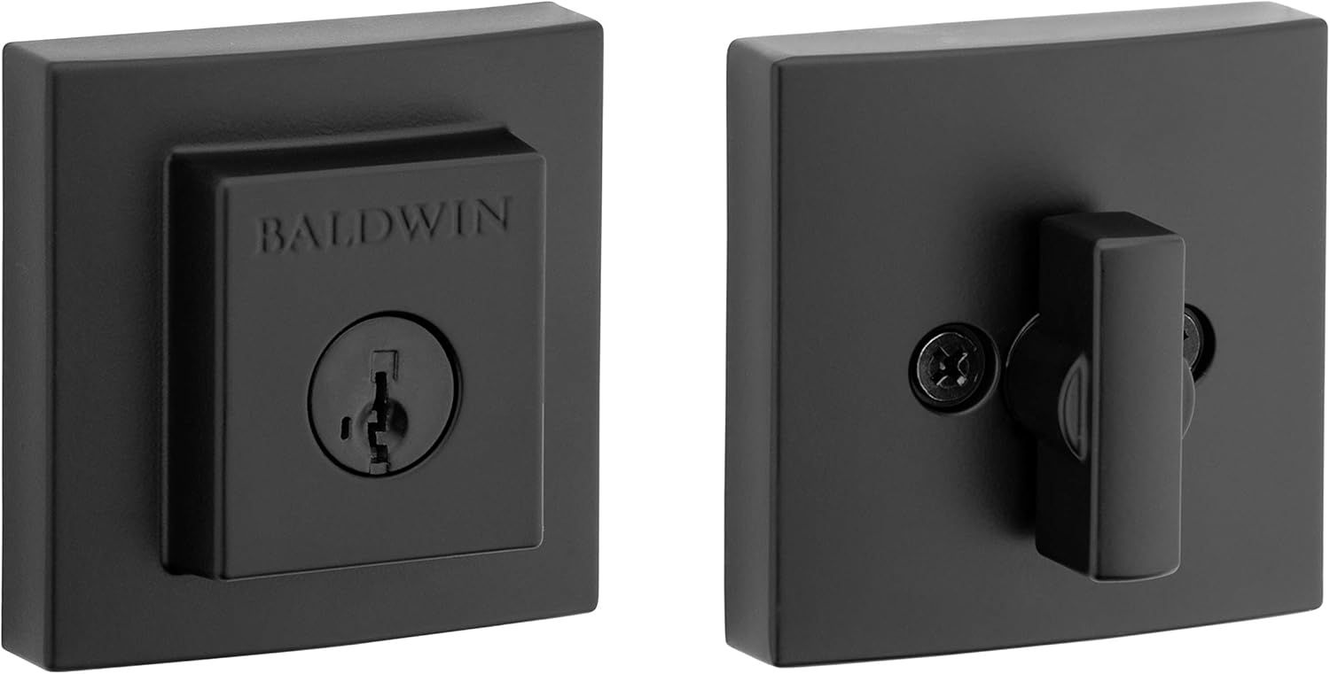 Matte Black Modern Square Single Cylinder Deadbolt