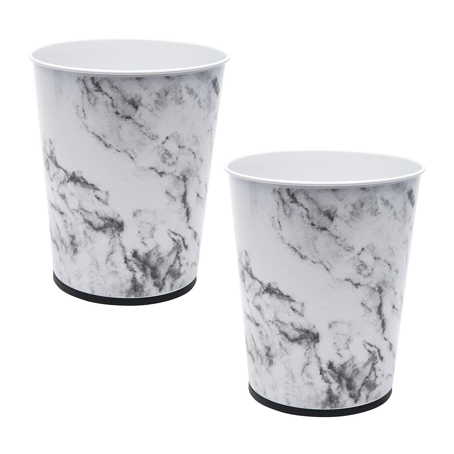 Marble Pattern Stainless Steel Small Wastebasket Set