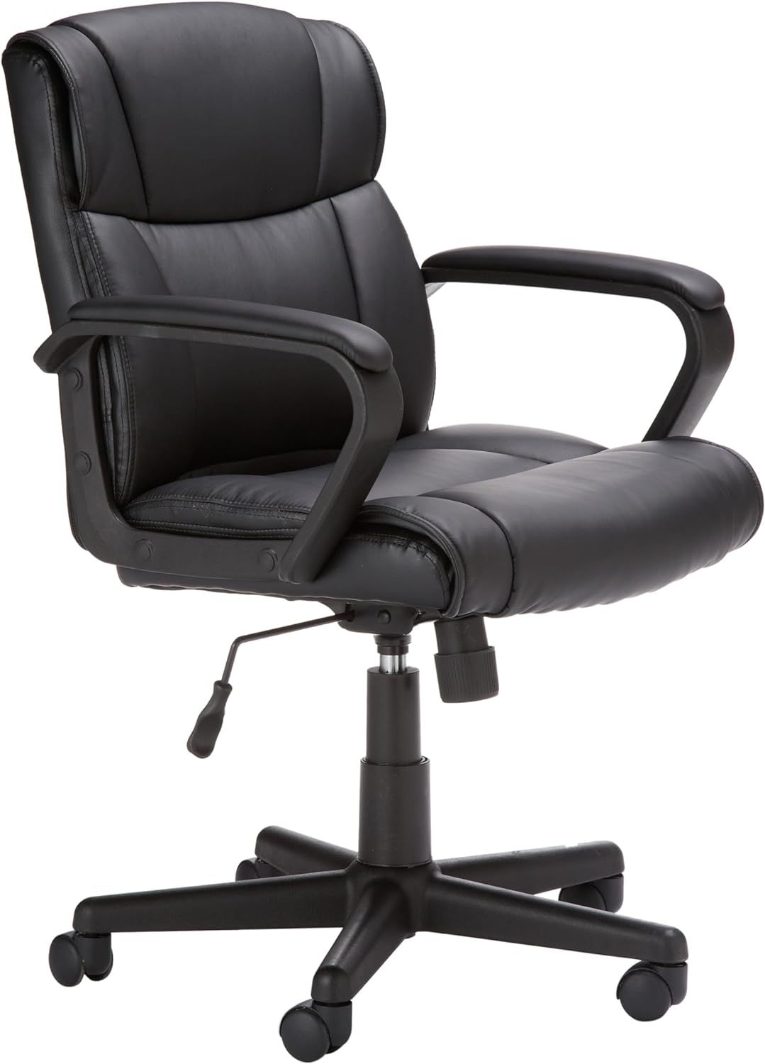 Black Faux Leather Mid-Back Swivel Office Chair