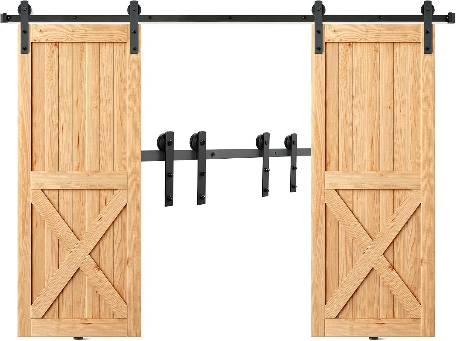 8FT Black Carbon Steel Sliding Barn Door Hardware Kit