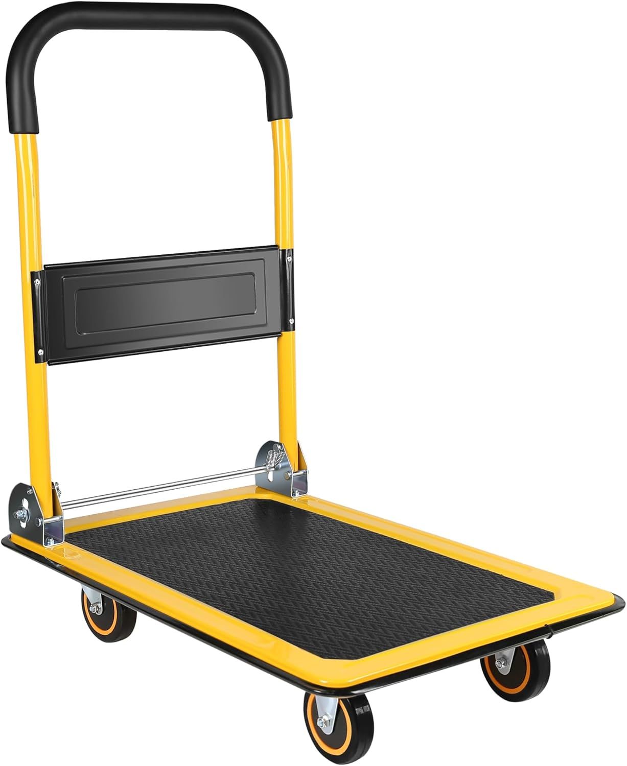 Yellow Foldable Steel Platform Hand Cart with Wheels