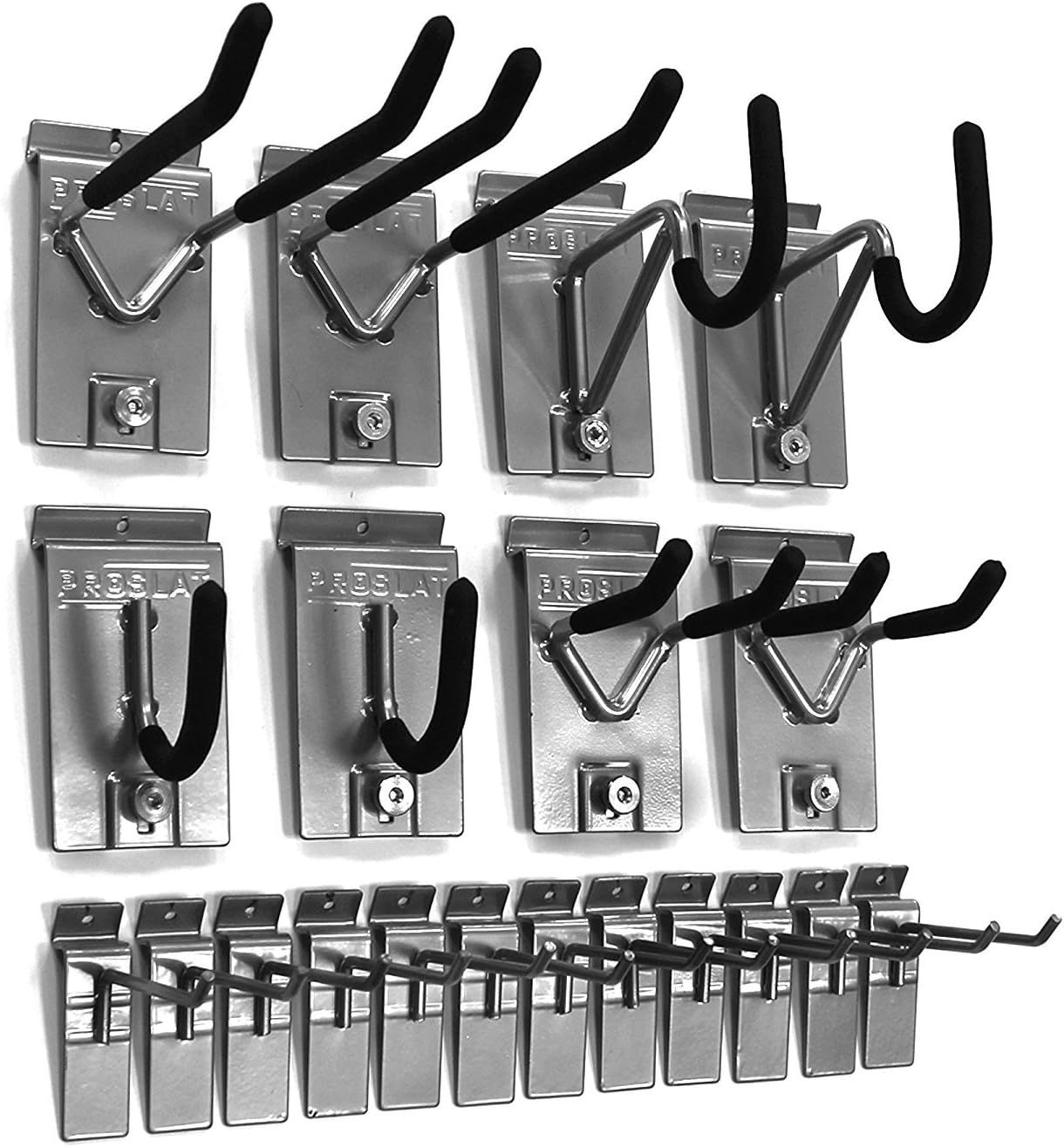 Heavy-Duty Silver Steel 20-Piece Slatwall Hook Kit