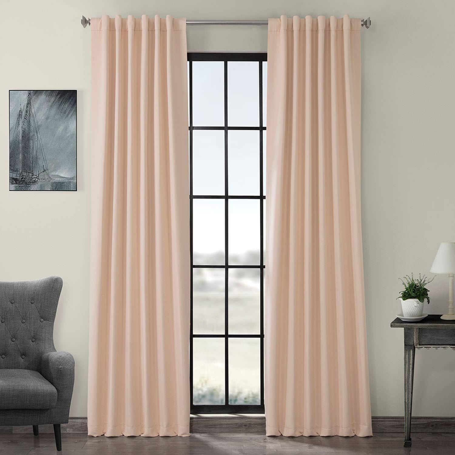 Bellini Peach 108" Blackout Polyester Rod Pocket Curtains