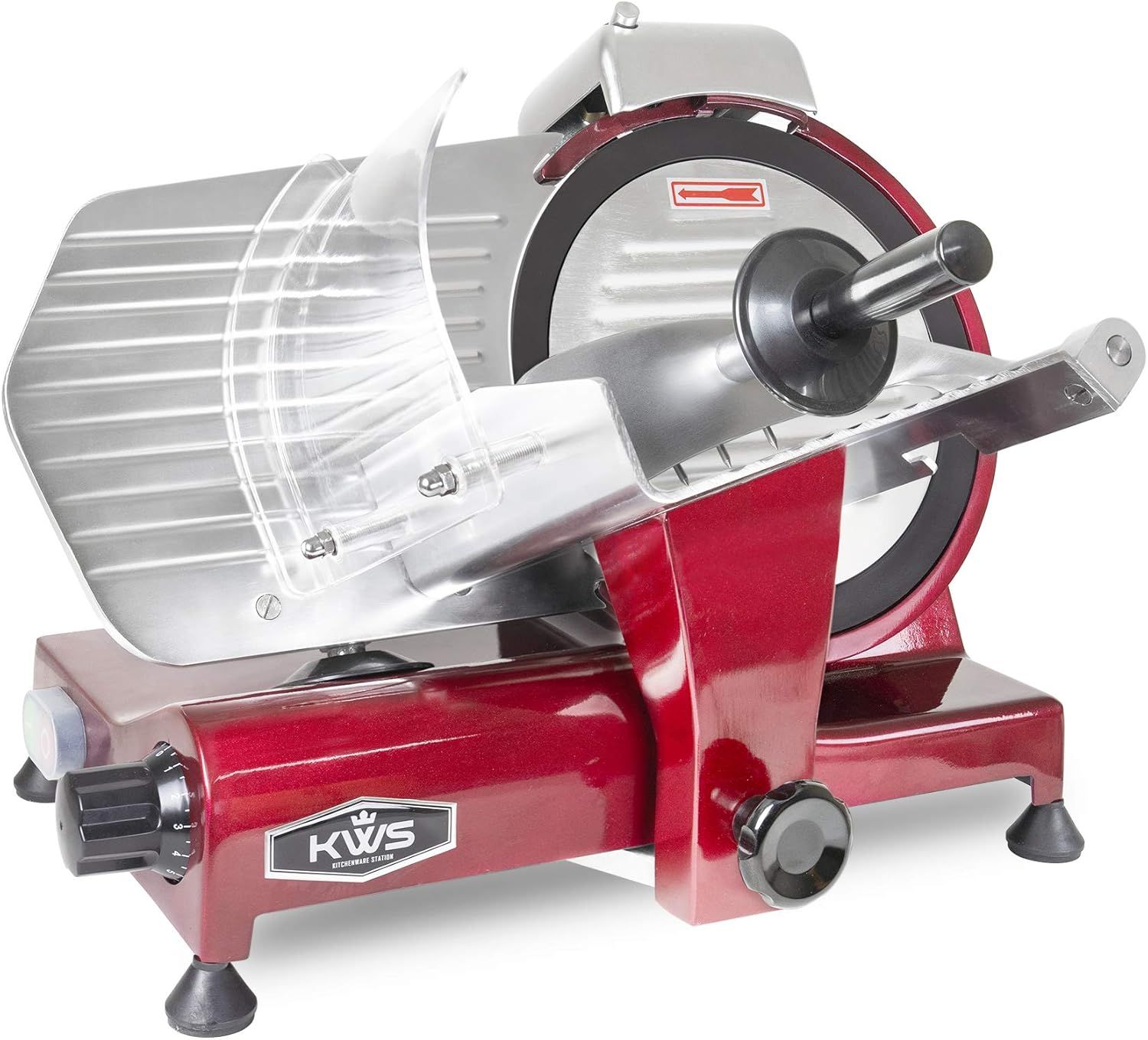 Red 10-Inch Electric Meat Slicer with Teflon Blade