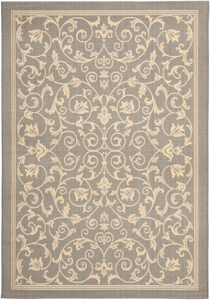 Grey and Natural Square Synthetic Indoor/Outdoor Area Rug