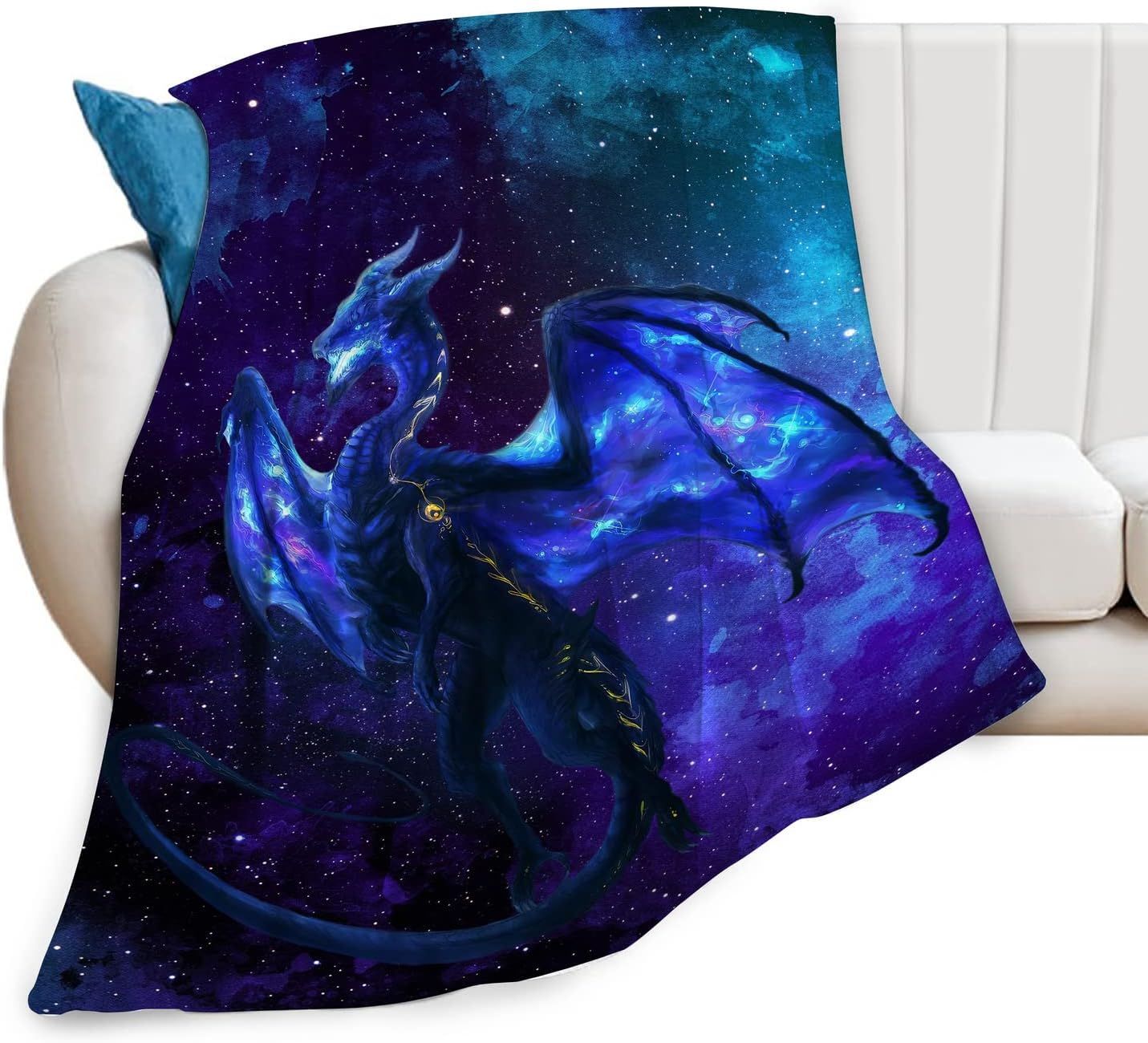 Blue Dragon Space Fleece Throw Blanket 40" x 50"