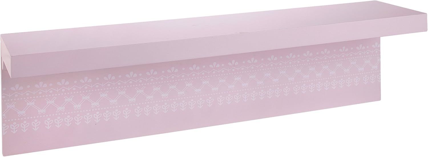 Pink and White Painted Wooden Nursery Wall Shelf