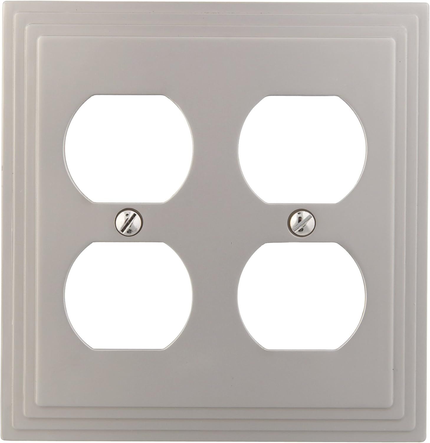 Satin Nickel 2-Gang Metal Duplex Outlet Wall Plate