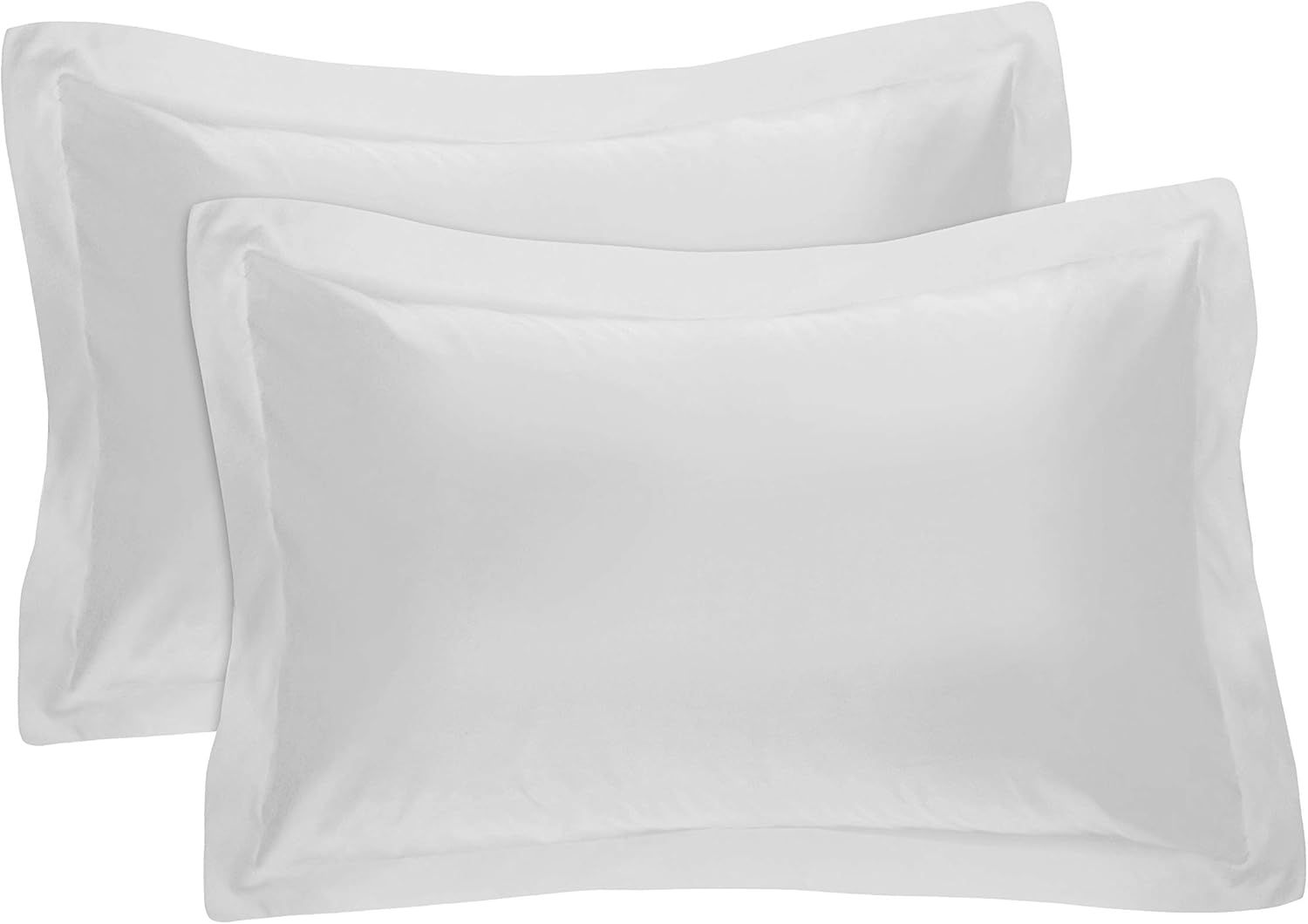 White Cotton-Blend Standard Pillow Shams, Set of 2